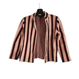 Ann Taylor orange black peach striped open front thick sweater‎ top jacket sz S